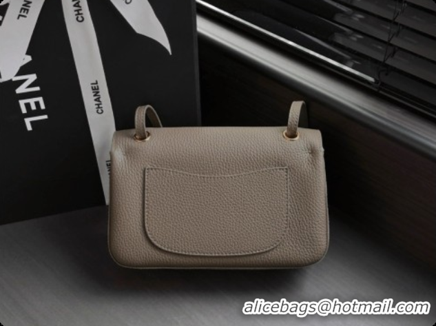 Luxurious Chanel Mini Flap Bag in Grained Calfskin AS6573 Grey/Gold 2026