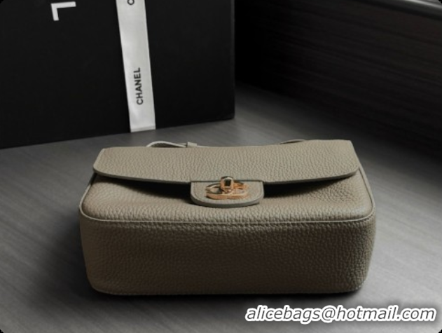 Luxurious Chanel Mini Flap Bag in Grained Calfskin AS6573 Grey/Gold 2026