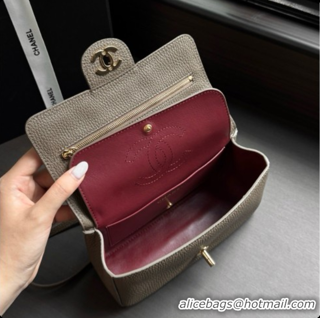 Luxurious Chanel Mini Flap Bag in Grained Calfskin AS6573 Grey/Gold 2026