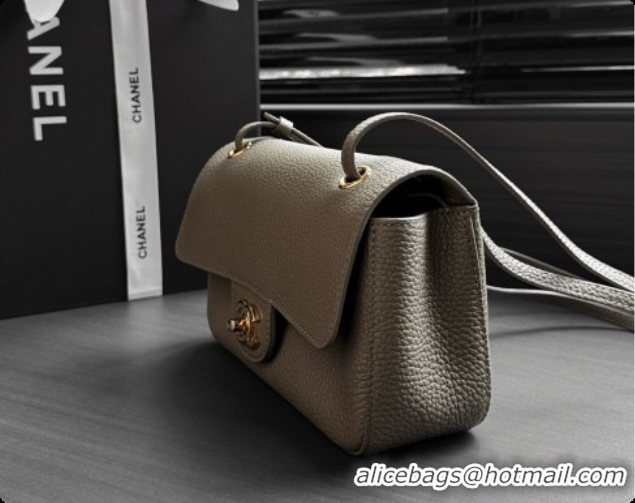 Luxurious Chanel Mini Flap Bag in Grained Calfskin AS6573 Grey/Gold 2026
