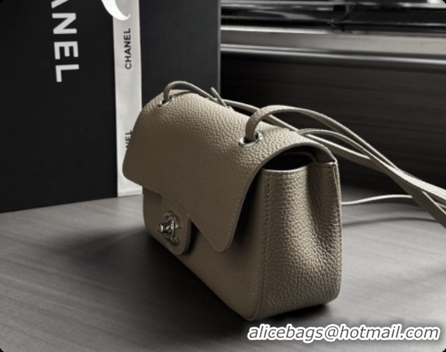 Best Product Chanel Mini Flap Bag in Grained Calfskin AS6573 Grey/Silver 2026