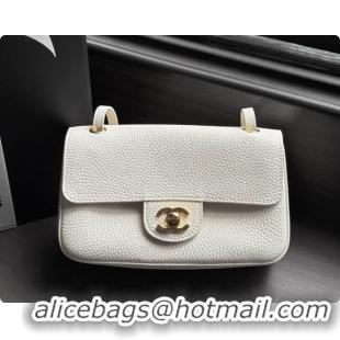 Low Price Chanel Mini Flap Bag in Grained Calfskin AS6573 White/Gold 2026