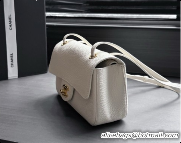 Low Price Chanel Mini Flap Bag in Grained Calfskin AS6573 White/Gold 2026