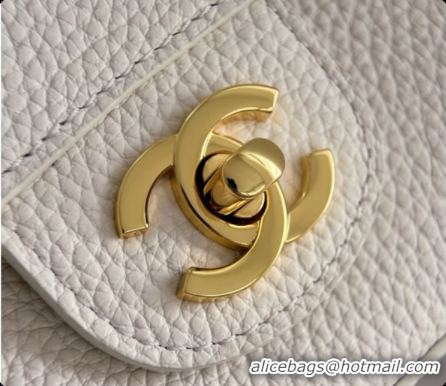 Low Price Chanel Mini Flap Bag in Grained Calfskin AS6573 White/Gold 2026
