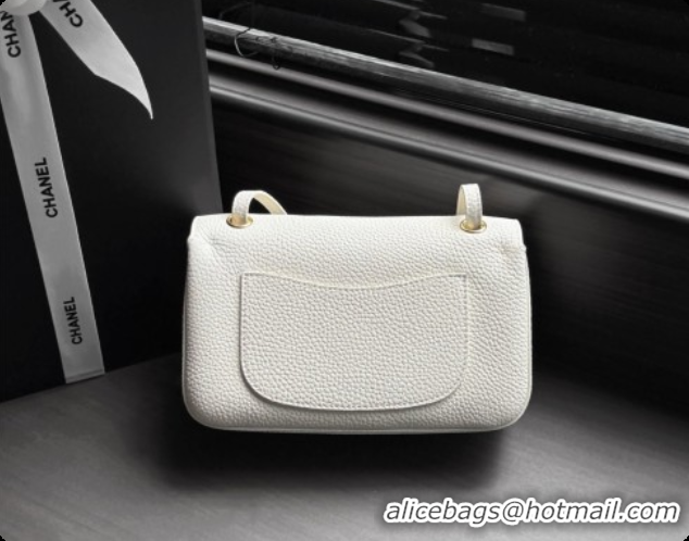 Low Price Chanel Mini Flap Bag in Grained Calfskin AS6573 White/Gold 2026