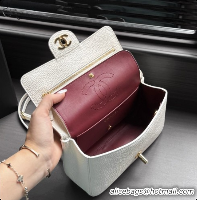 Low Price Chanel Mini Flap Bag in Grained Calfskin AS6573 White/Gold 2026