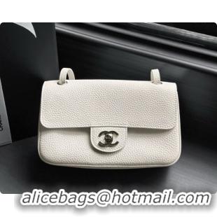 Good Taste Chanel Mini Flap Bag in Grained Calfskin AS6573 White/Silver 2026