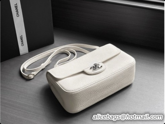 Good Taste Chanel Mini Flap Bag in Grained Calfskin AS6573 White/Silver 2026
