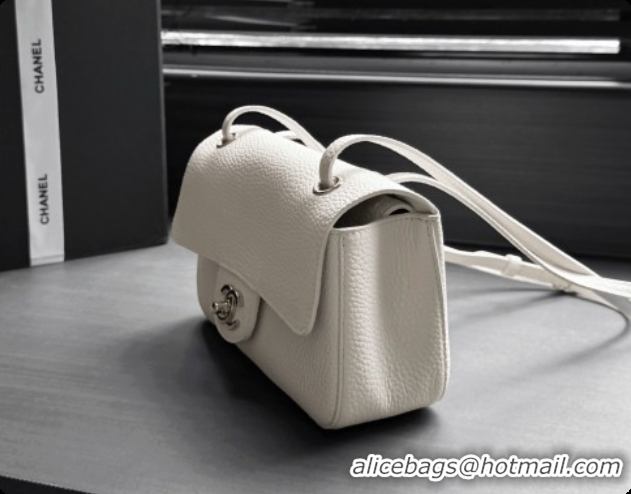 Good Taste Chanel Mini Flap Bag in Grained Calfskin AS6573 White/Silver 2026