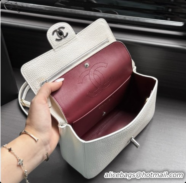 Good Taste Chanel Mini Flap Bag in Grained Calfskin AS6573 White/Silver 2026