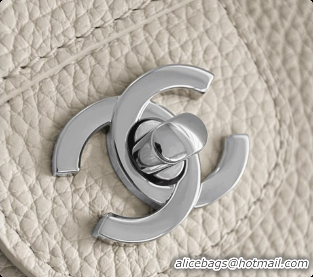 Good Taste Chanel Mini Flap Bag in Grained Calfskin AS6573 White/Silver 2026