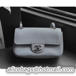 Top Grade Chanel Mini Flap Bag in Grained Calfskin AS6573 Light Grey/Silver 2026