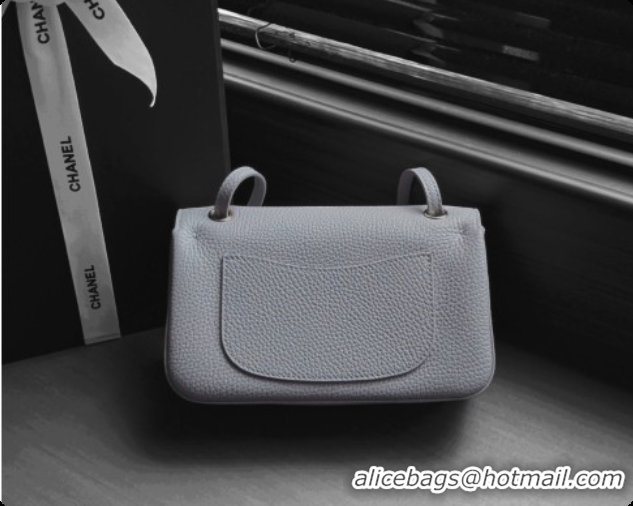 Top Grade Chanel Mini Flap Bag in Grained Calfskin AS6573 Light Grey/Silver 2026