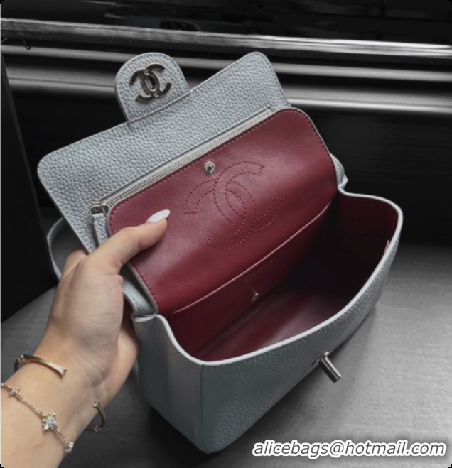 Top Grade Chanel Mini Flap Bag in Grained Calfskin AS6573 Light Grey/Silver 2026