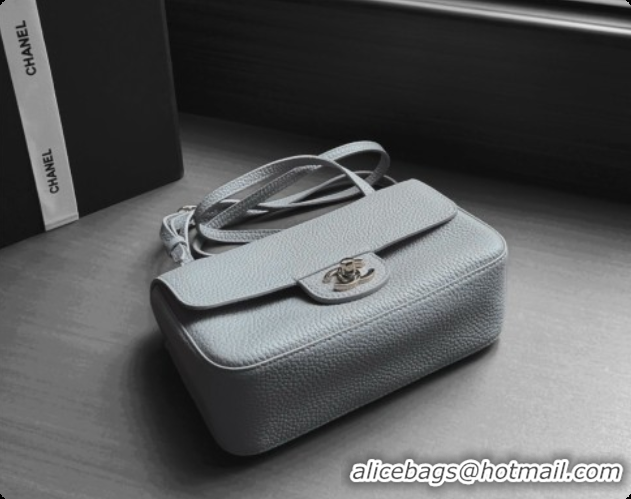 Top Grade Chanel Mini Flap Bag in Grained Calfskin AS6573 Light Grey/Silver 2026