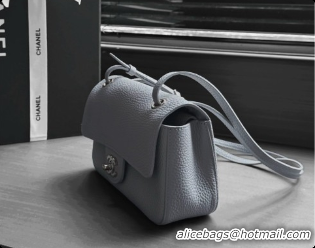 Top Grade Chanel Mini Flap Bag in Grained Calfskin AS6573 Light Grey/Silver 2026