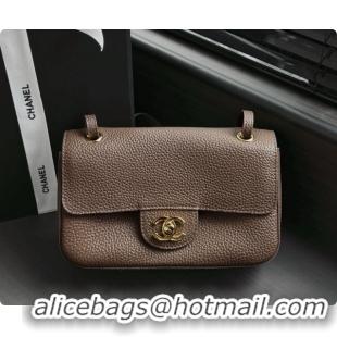 Most Popular Chanel Mini Flap Bag in Grained Calfskin AS6573 Khaki Grey/Gold 2026