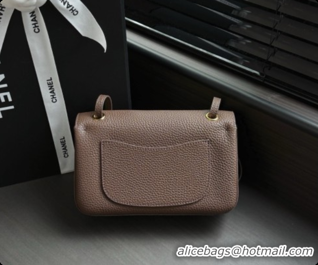 Most Popular Chanel Mini Flap Bag in Grained Calfskin AS6573 Khaki Grey/Gold 2026