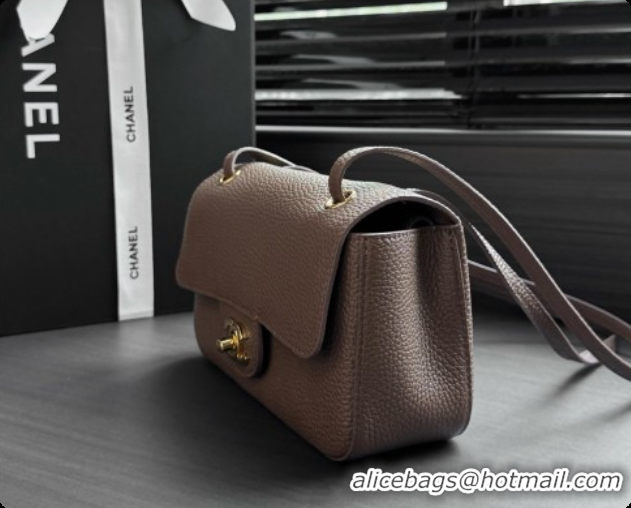 Most Popular Chanel Mini Flap Bag in Grained Calfskin AS6573 Khaki Grey/Gold 2026