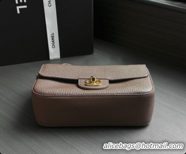 Most Popular Chanel Mini Flap Bag in Grained Calfskin AS6573 Khaki Grey/Gold 2026