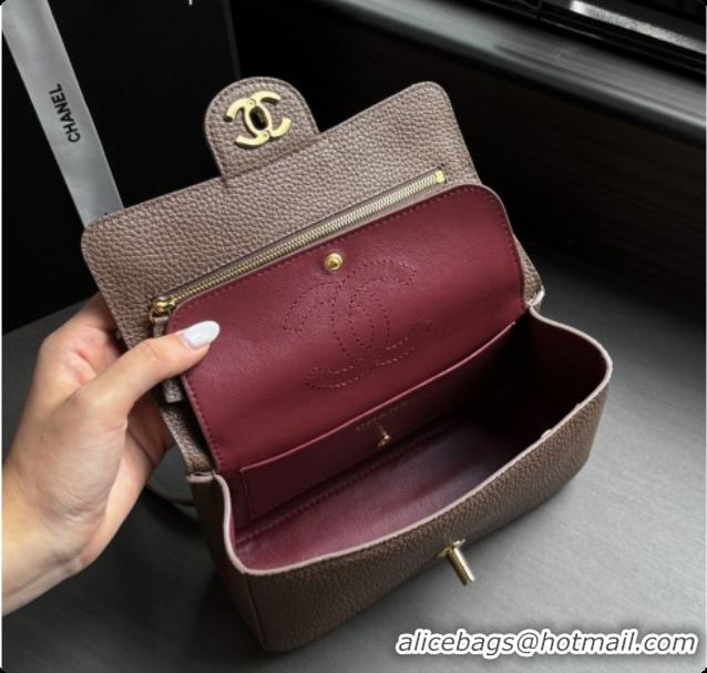 Most Popular Chanel Mini Flap Bag in Grained Calfskin AS6573 Khaki Grey/Gold 2026