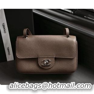 Most Popular Chanel Mini Flap Bag in Grained Calfskin AS6573 Khaki Grey/Silver 2026