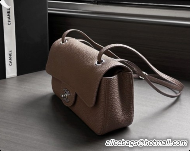 Most Popular Chanel Mini Flap Bag in Grained Calfskin AS6573 Khaki Grey/Silver 2026