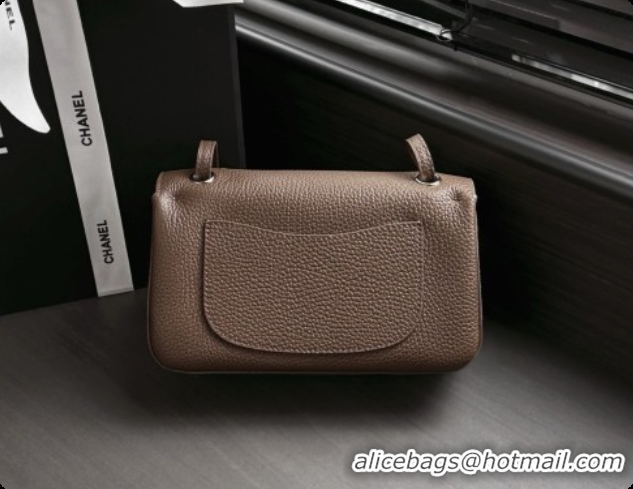 Most Popular Chanel Mini Flap Bag in Grained Calfskin AS6573 Khaki Grey/Silver 2026
