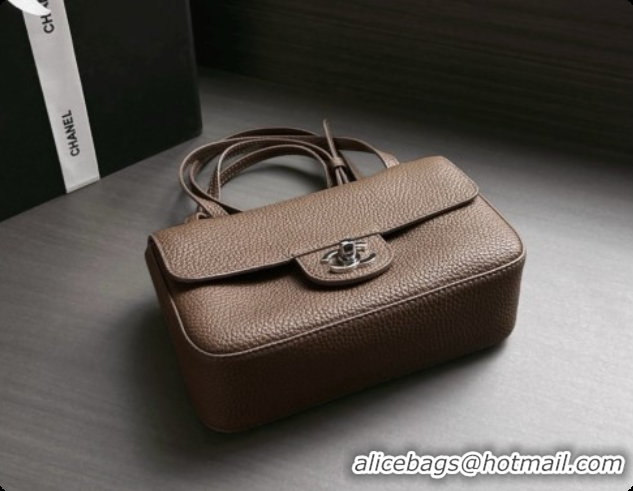 Most Popular Chanel Mini Flap Bag in Grained Calfskin AS6573 Khaki Grey/Silver 2026