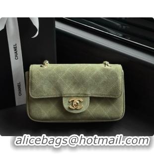 Top Quality Chanel Mini Flap Bag in Suede AS6626 Green/Gold 2026