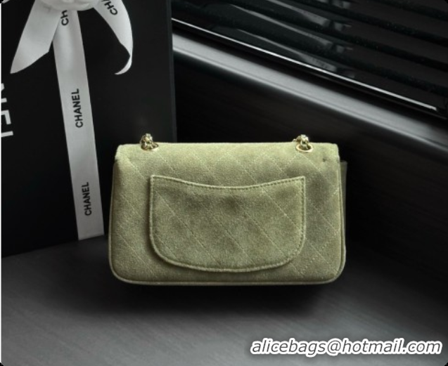 Top Quality Chanel Mini Flap Bag in Suede AS6626 Green/Gold 2026