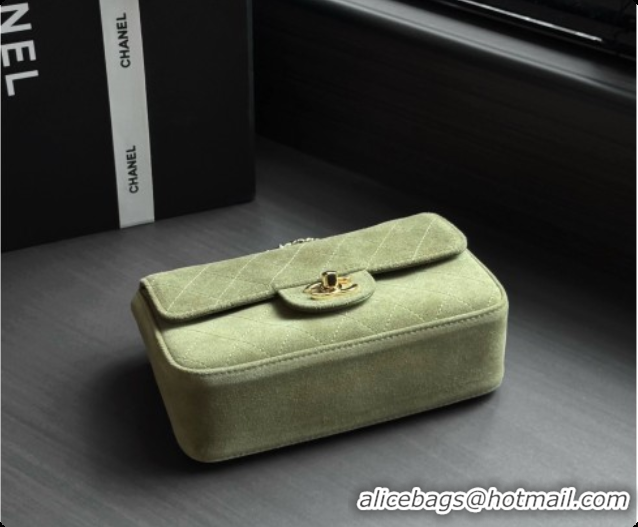 Top Quality Chanel Mini Flap Bag in Suede AS6626 Green/Gold 2026