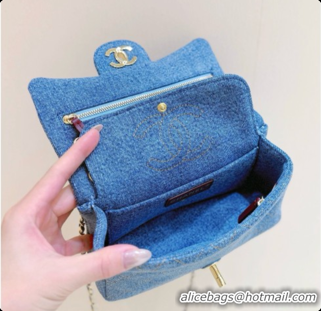 Luxury Chanel Mini Flap Bag in Denim AS65738AS6626 Blue 2026