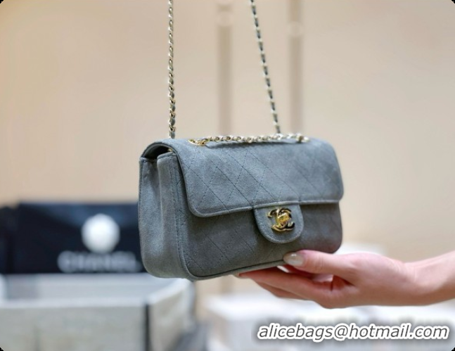 Luxury Cheap Chanel Mini Flap Bag in Suede AS6626 Grey 2026