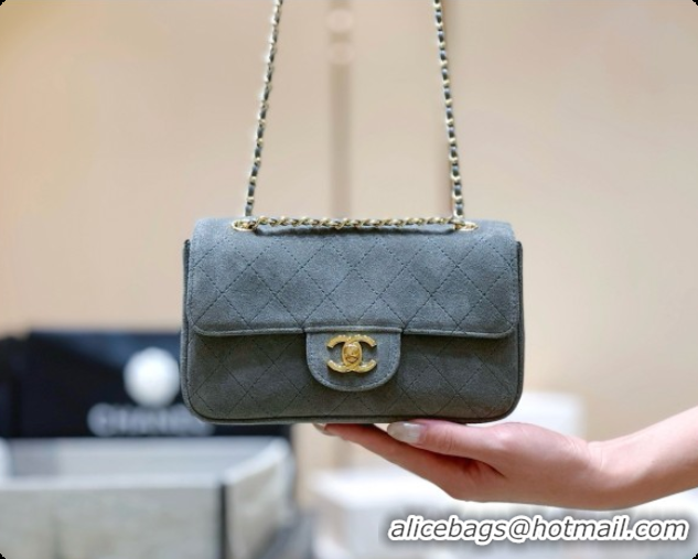Luxury Cheap Chanel Mini Flap Bag in Suede AS6626 Grey 2026