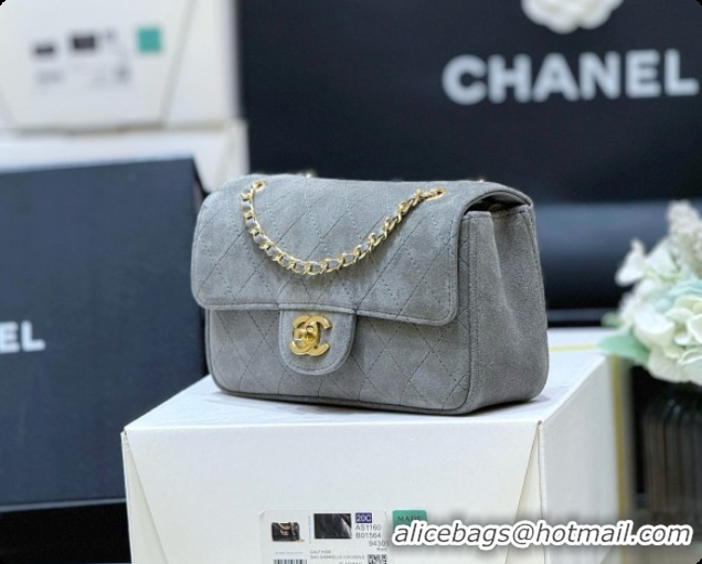 Luxury Cheap Chanel Mini Flap Bag in Suede AS6626 Grey 2026