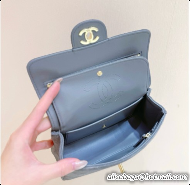 Luxury Cheap Chanel Mini Flap Bag in Suede AS6626 Grey 2026