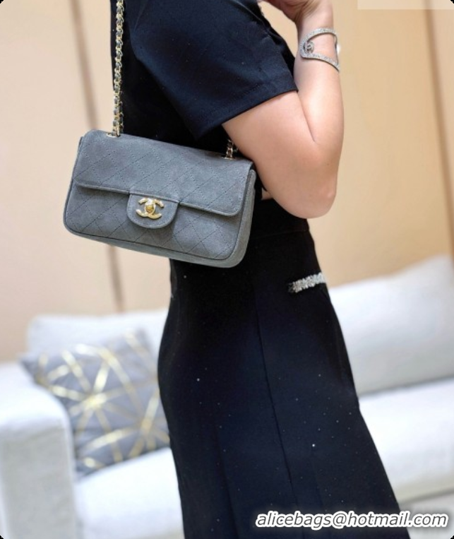 Luxury Cheap Chanel Mini Flap Bag in Suede AS6626 Grey 2026