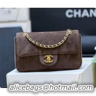 Shop Duplicate Chanel Mini Flap Bag in Suede AS6626 Dark Brown 2026