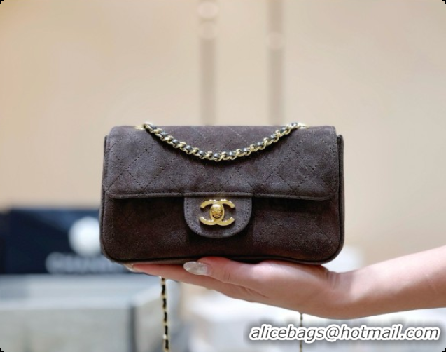 Shop Duplicate Chanel Mini Flap Bag in Suede AS6626 Dark Brown 2026