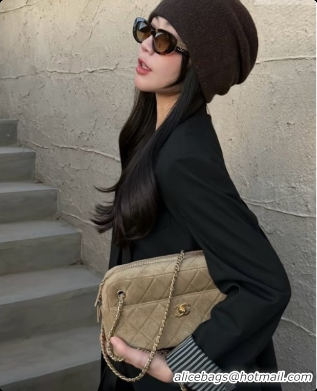 Best Imitation Chanel Camera Case Should Bag in Suede Calfskin AS6443 Beige 2026