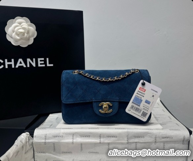 Charming Chanel Mini Maxi Flap Bag in Suede AS6626 CH100505 Blue 2026