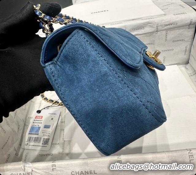 Charming Chanel Mini Maxi Flap Bag in Suede AS6626 CH100505 Blue 2026