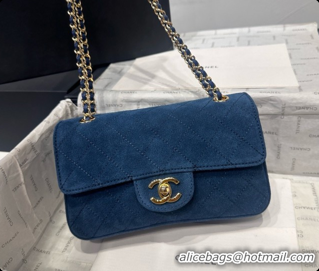 Charming Chanel Mini Maxi Flap Bag in Suede AS6626 CH100505 Blue 2026