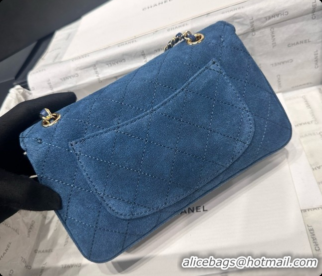 Charming Chanel Mini Maxi Flap Bag in Suede AS6626 CH100505 Blue 2026