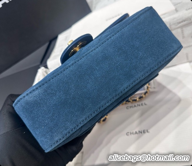 Charming Chanel Mini Maxi Flap Bag in Suede AS6626 CH100505 Blue 2026