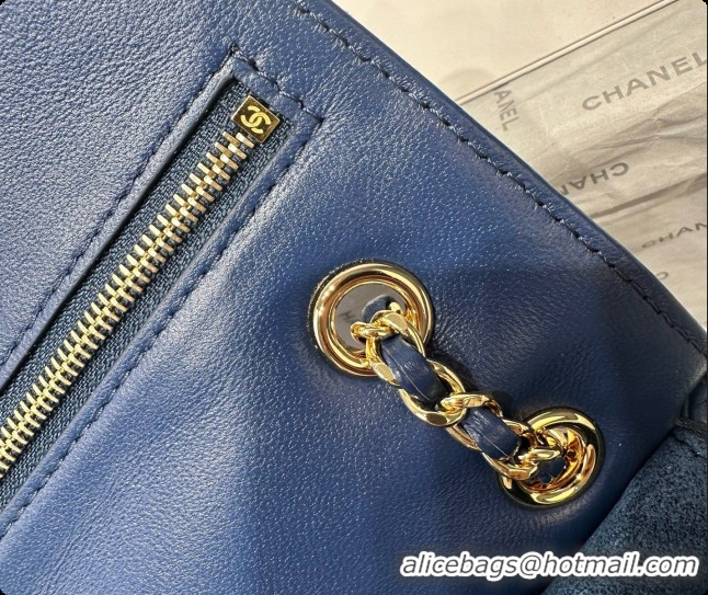 Charming Chanel Mini Maxi Flap Bag in Suede AS6626 CH100505 Blue 2026