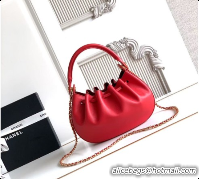 Classic Hot Chanel Small Hobo Bag in Red Calfskin AS6617 2026