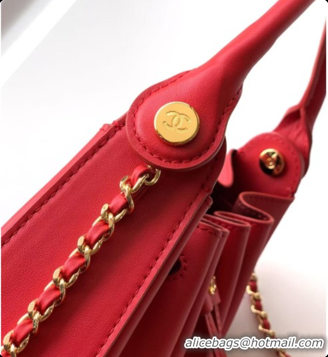 Classic Hot Chanel Small Hobo Bag in Red Calfskin AS6617 2026