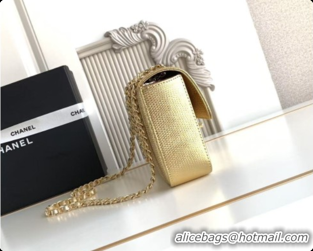 Grade Design Chanel Flap Bag in Lizard Pattern Leather AS6568 Gold 2026